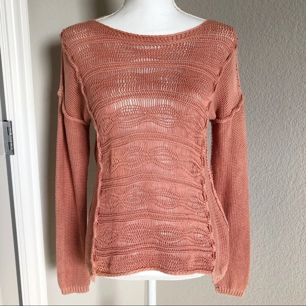 BKE Gimmicks Dusty Rose Open Weave Sweater. S
